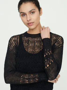 Lacy Stitch Sweater in Black